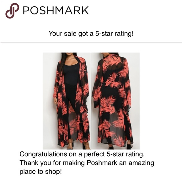 CORAL & BLACK KIMONO / CARDIGAN - Picture 3 of 8